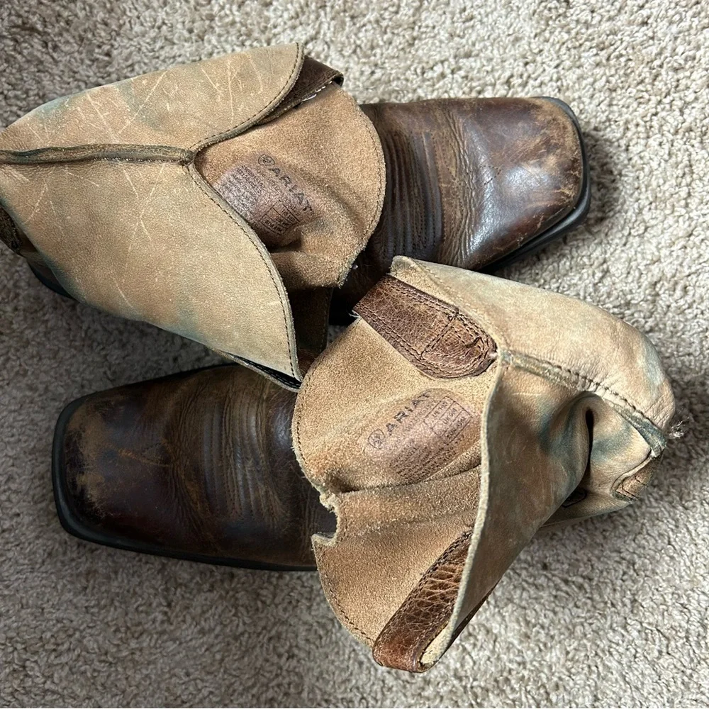 Men’s Brown Ariat Rambler Western Leather Boots Size 10 |A4
